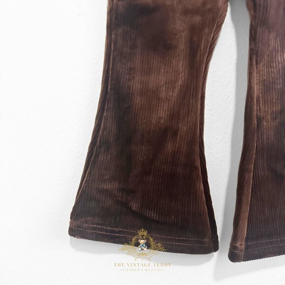 NWT Cute Girls Plush Rib Corduroy Flair Leg Elastic Waistband Chocolate Brown 2T - Picture 4 of 4